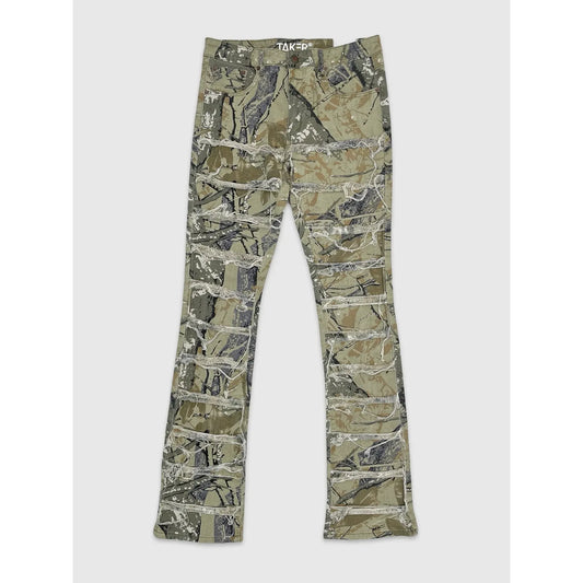 Hunter Camo Frayed Stacked Pants